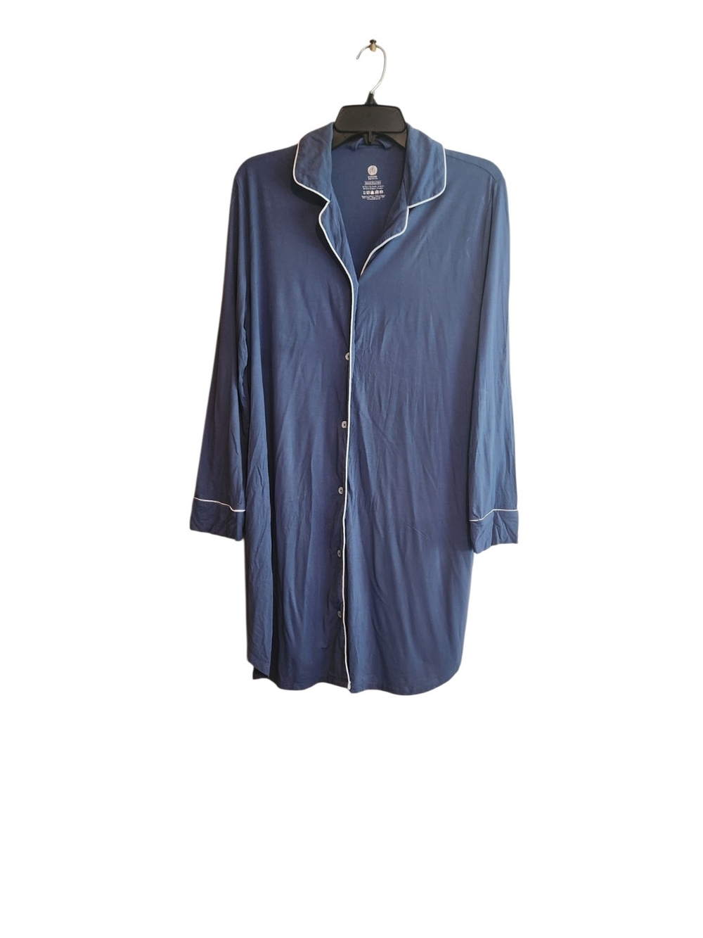 Kindred Bravely Clea Bamboo Sleep Shirt with White Piping Slate Blue